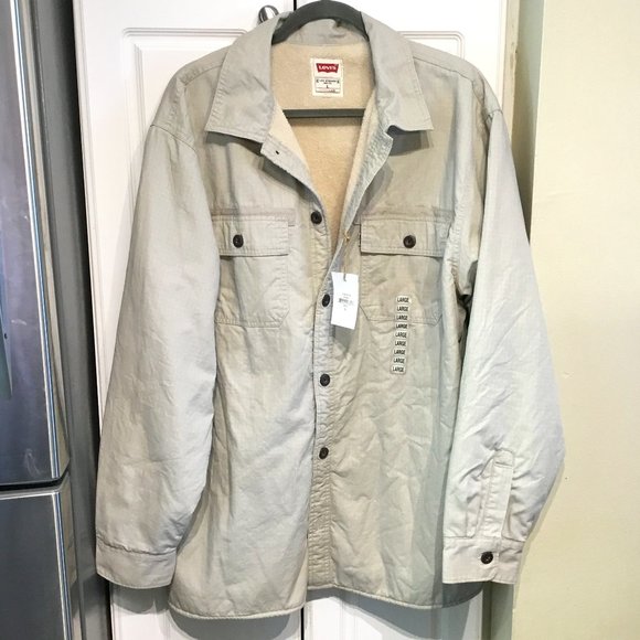 Levi's Other - Levi's Khaki Button Up Fleece Field Utility Jacket
